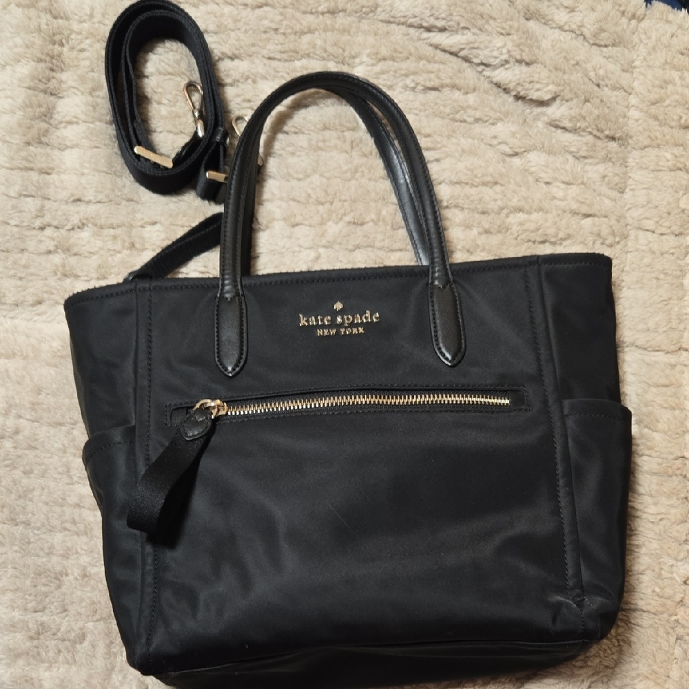 Kate Spade Black Nylon Tote with Gold Accents
